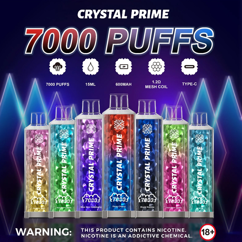 China Customized Crystal Bar 7000 Puffs Disposable Vape 2% Nicotine  Rechargeable E Cigarette Manufacturer and Supplier